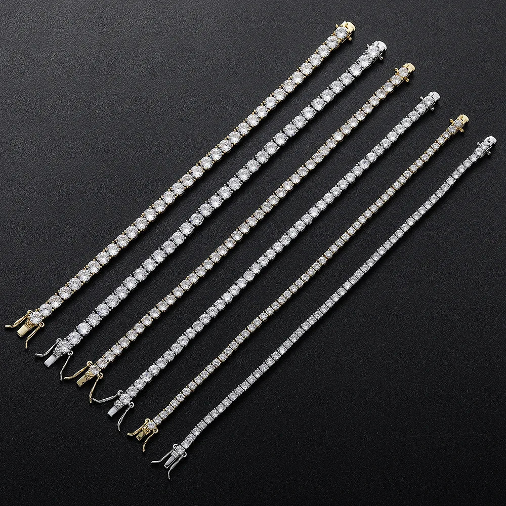 Factory Price Unisex Hip Hop Moissanite Tennis Chain for Women S925 Sterling Silver Gold Man Bracelet Hiphop Jewelry