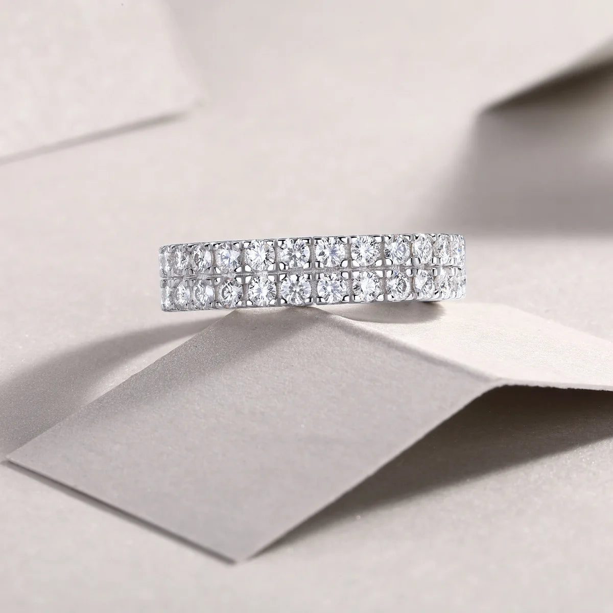 D Color Women Moissanite Ring s925 Silver Round Cut Moissanite Row Rings for Women Luxury Women Full Moissanite Ring