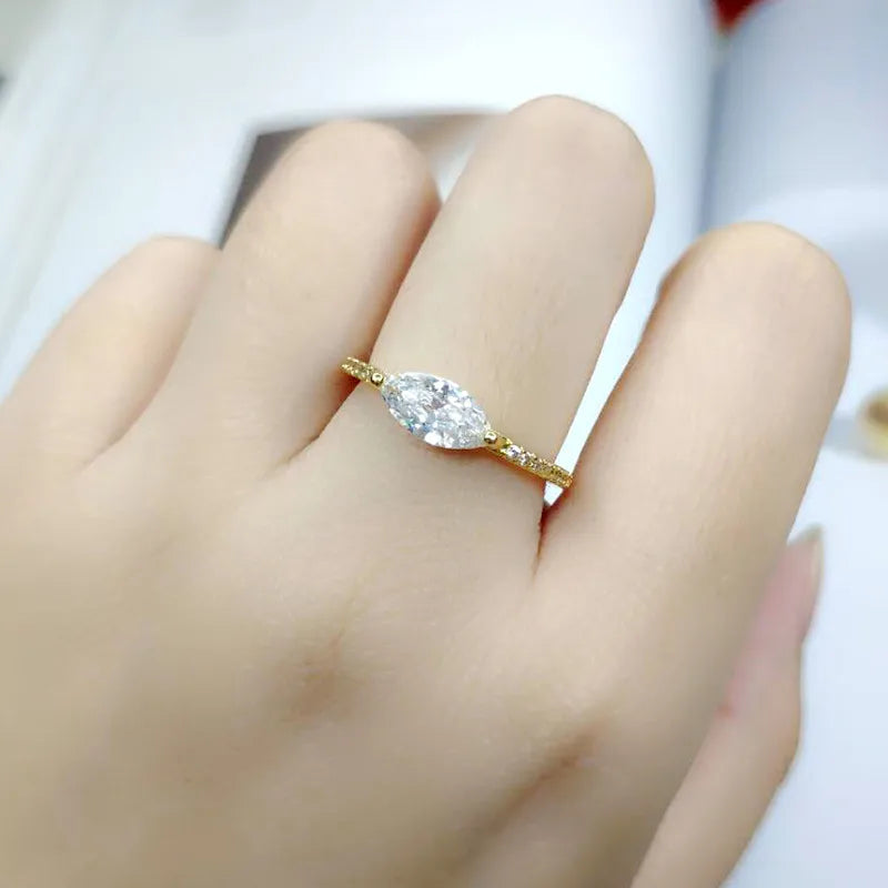 Wedding Rings For Women Simple Elegant Oval Zircon Light Gold Color Party Finger Ring Gift Fashion Jewelry R870