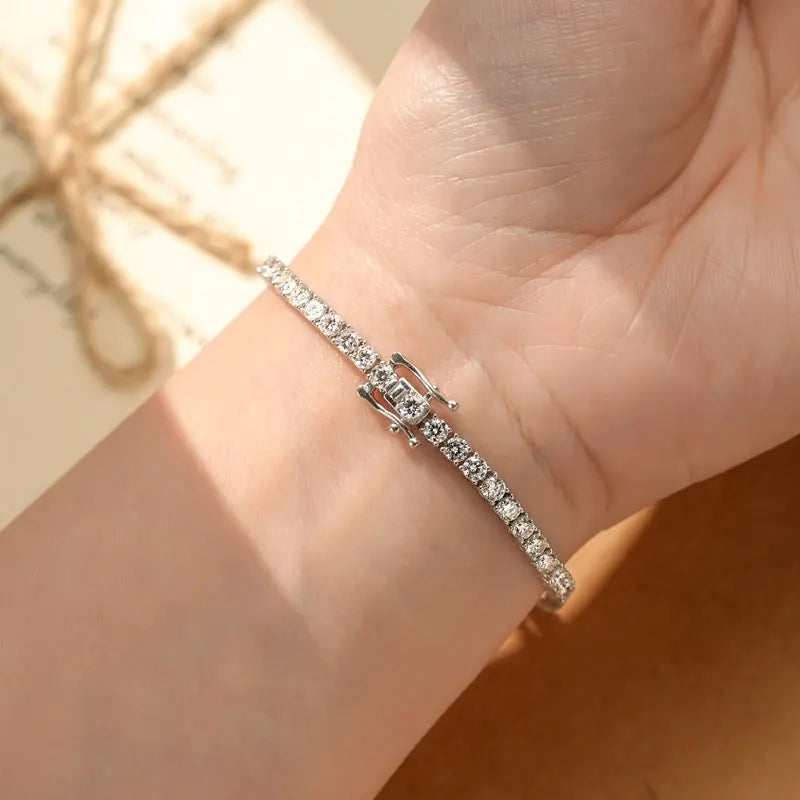 Lnngy Certified 3MM 0.1ct Full Moissanite Tennis Bracelet For Women Men 14K Gold Filled Bracelets Shiny Hand Jewelry Gift