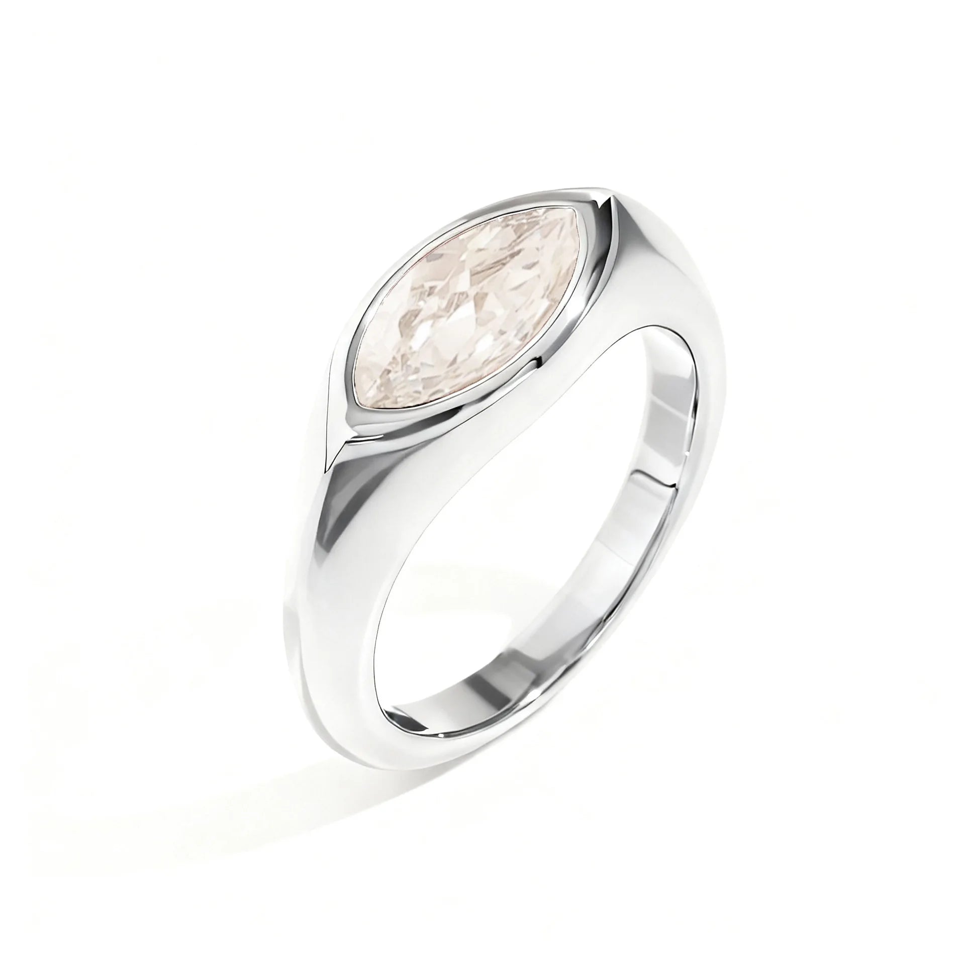 Women's Titanium Steel Marquise Cut Ring  4 Colors Korean Inspired Light Luxury Jewelry Hypoallergenic Stackable Dainty Ring