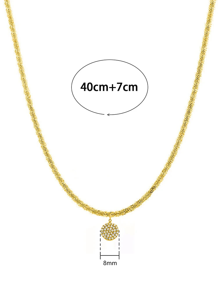 925 Sterling Silver Simplicity Classic Gorgeous Zircon Round Necklace For Women Anniversary Party High Quality Fine Jewelry
