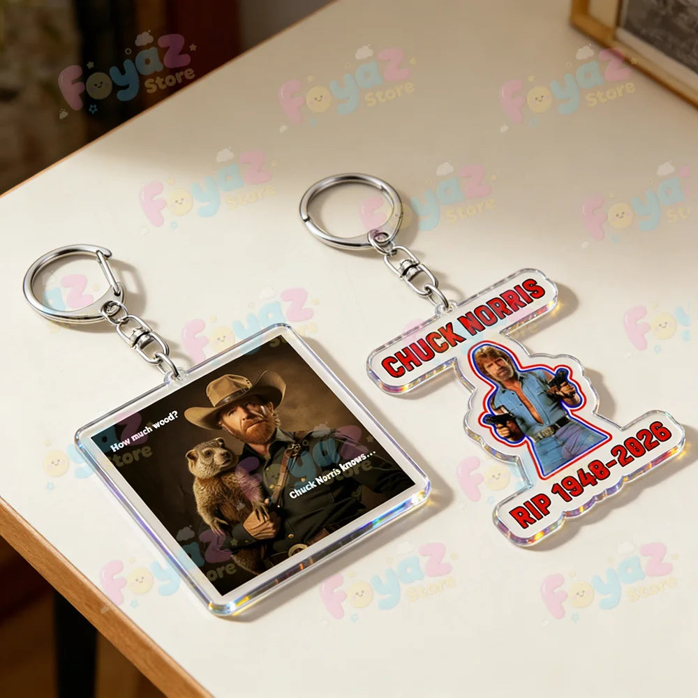 Funny Chuck Norris Actor Keychains for Accessories Bag Charm Meme Keyrings Jewelry Friends Birthday Gifts