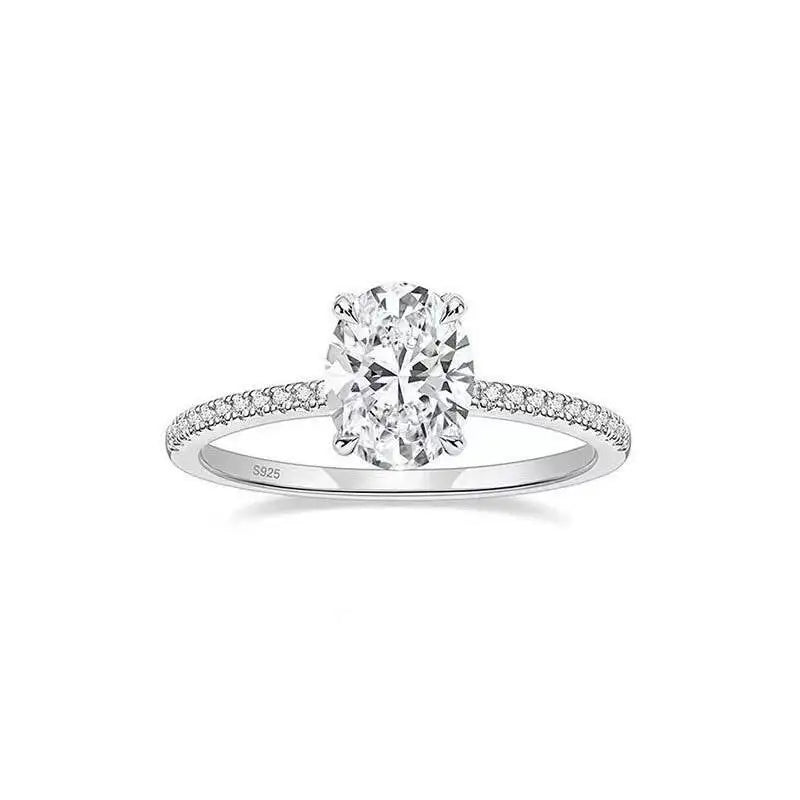SG Oval Cut 1CT 2CT 3CT D Color Moissanite Rings For Women Lab Diamond Wedding Promise Band S925 Sterling Silver Jewelry