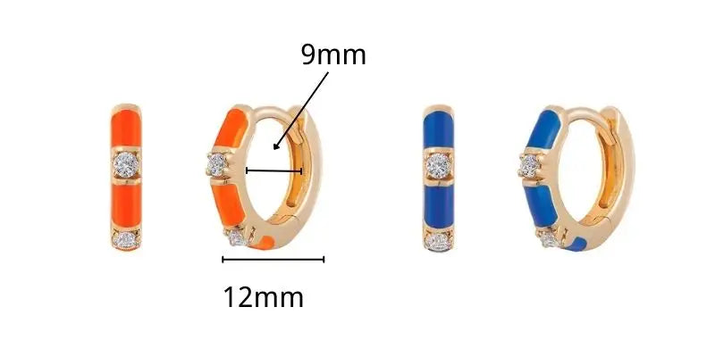 Multicolour Enamel Hoop Earrings for Women 925 Silver Needle Candy Color Huggie Earrings Trendy Party Girls Jewelry Gift