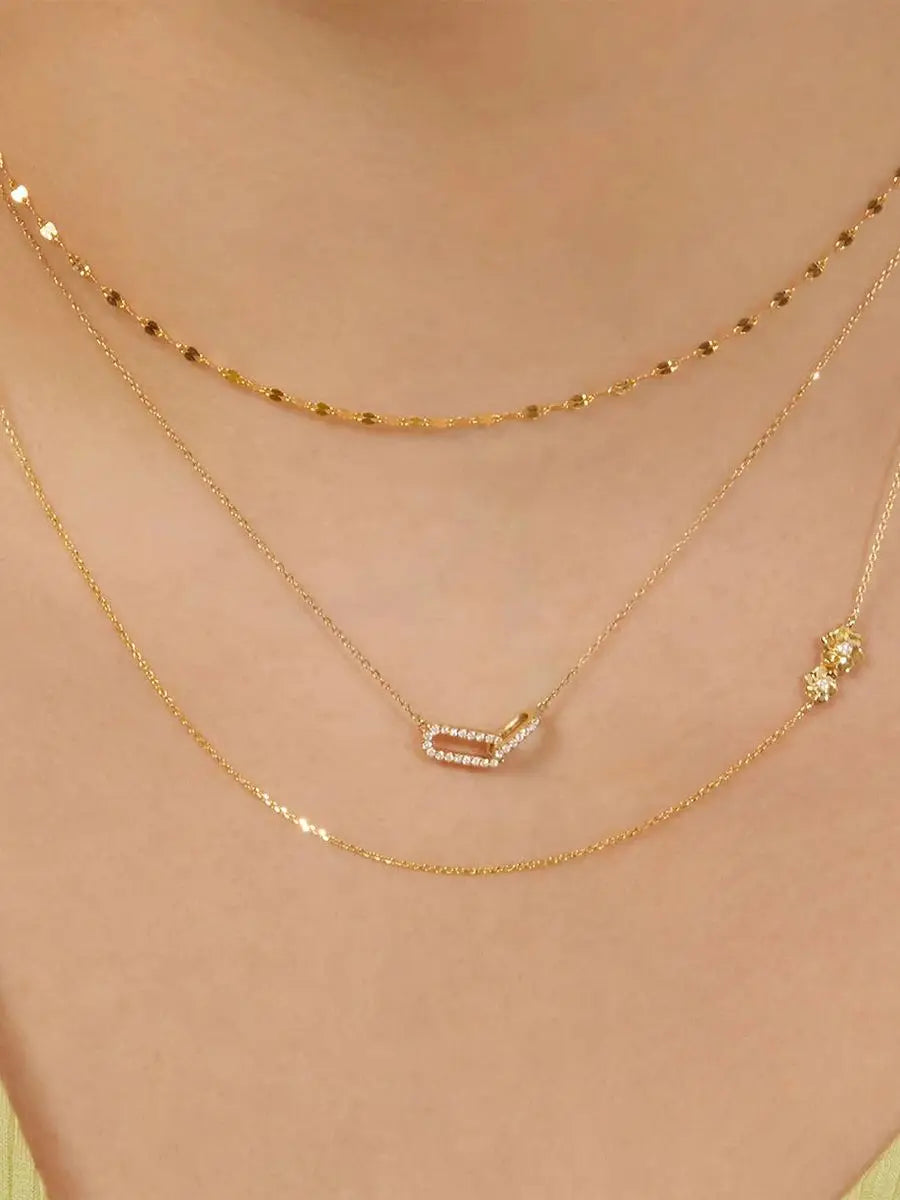 Gold color Shiny Rhinestone Double Circle Pendant Necklace For Women Girl Clavicle Choker Fashion Jewelry Gift Party femme