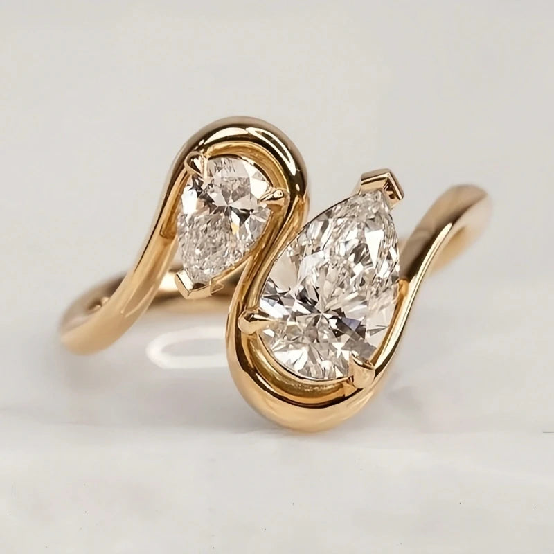 Fashionable Classic Sparkling Zircon Inlaid Women's Ring, Personalized and Trendy Daily Party Jewelry Gift