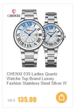 CHENXI 039 Couple Exquisite Watch Quartz Top Brand Luxury Fashion Stainless Steel Silver White Male and Female Couple Watch Gift