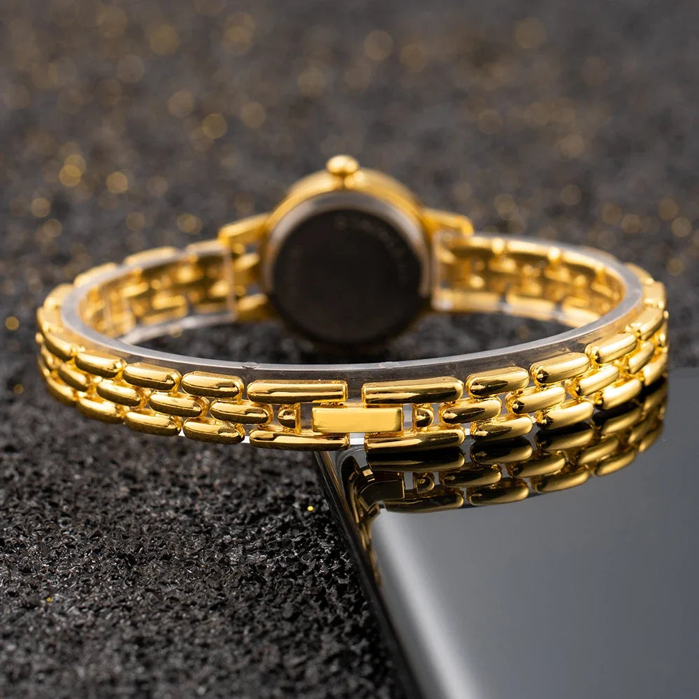Fashion Quartz Watch for Women Luxury Gold Small Dial Ladies Bracelet Watch Alloy Strap Simple Elegant Women Watch montre femme