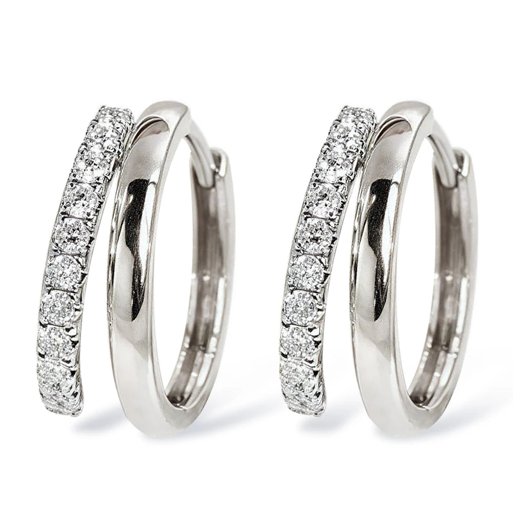 Sweetrain Moissanite Hoop Earrings S925 Sterling Silver 18K Gold Plated Double Circle Huggie Earrings Hypoallergenic For Women