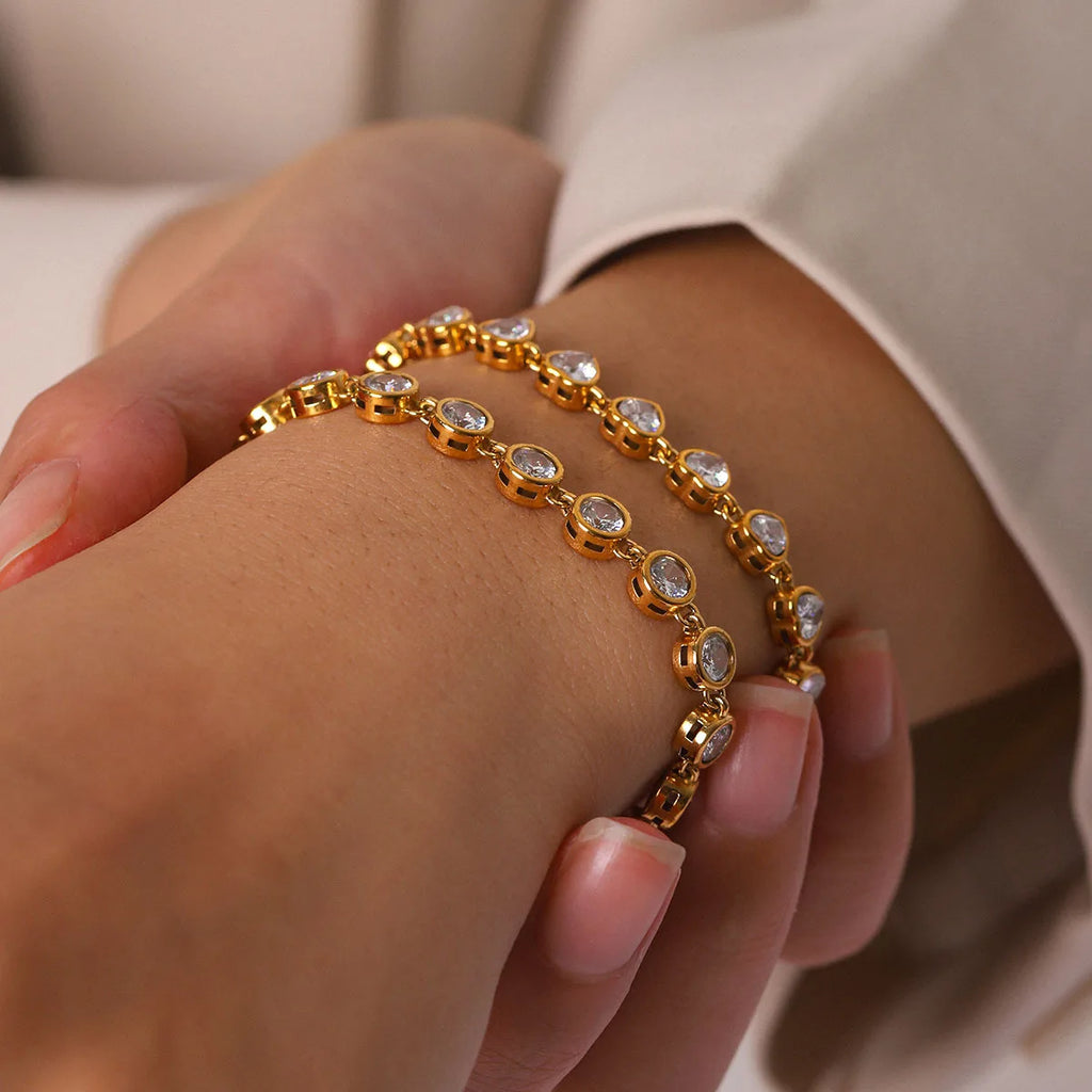 Ars Dainty Tennis Bracelet 18k Gold Plated Chain Bracelets Stainless Steel Bracelet Multi Zircon Bracelets Jewelry Gift for Her