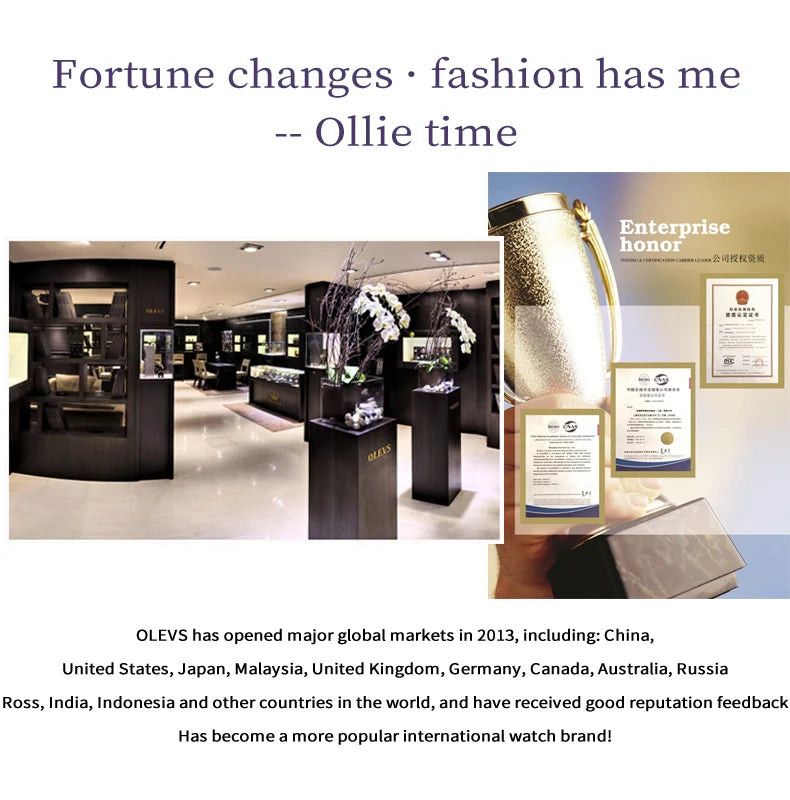 OLEVS Diamond Time Purple Moon Phase Dial Women Watches Luxury Brand New Fashion Women Quartz Watch Steel Waterproof Dress Watch