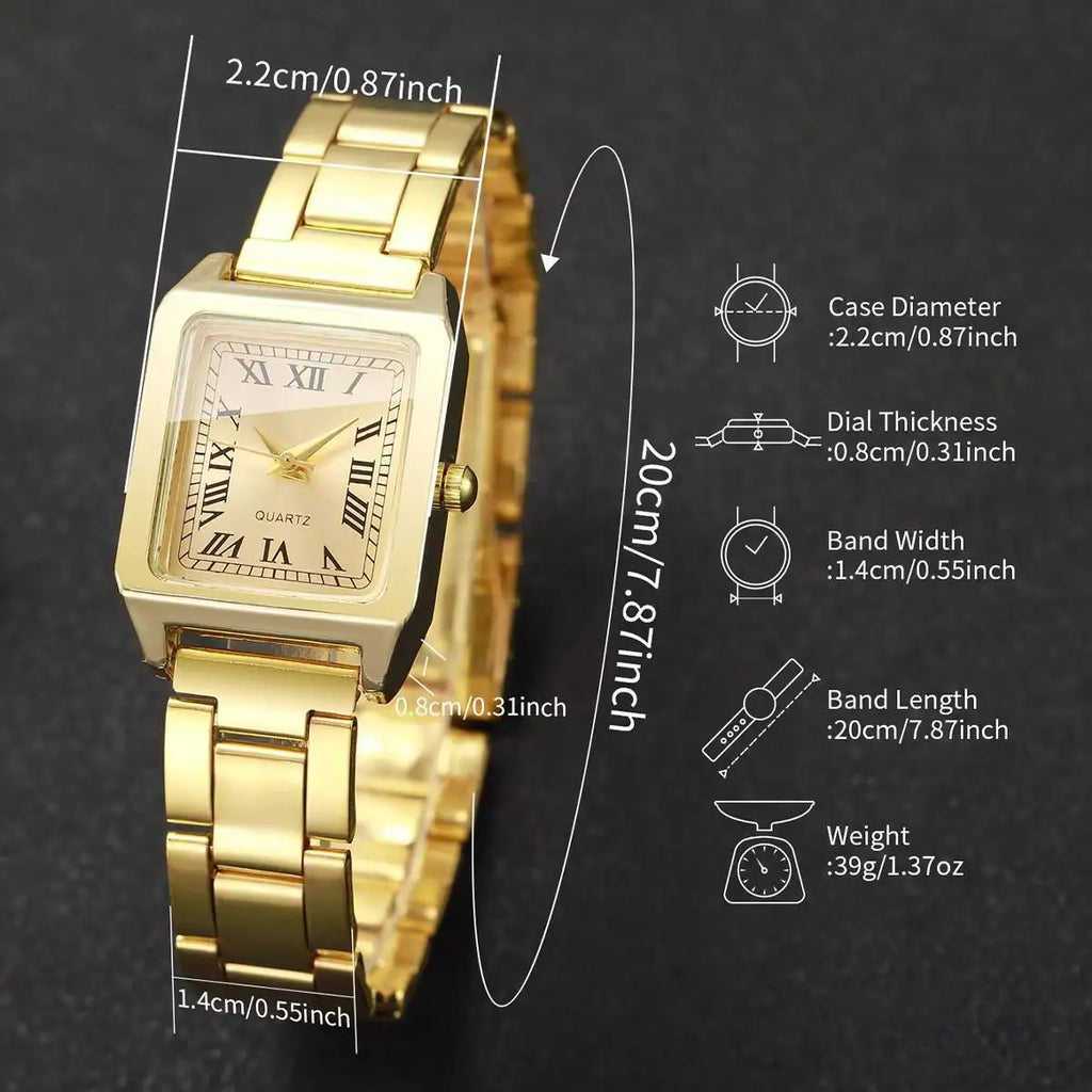 1/2PCS Fashion Square Women Watches Ladies Quartz Wristwatches Girls Clock Reloj Mujer（Without Box）