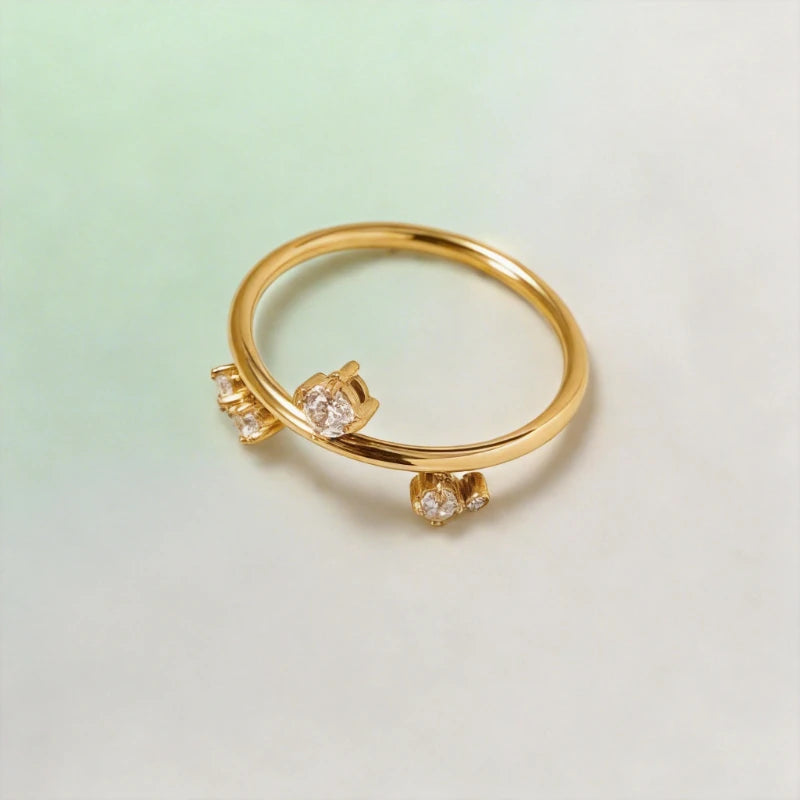 Dainty Scattered Zirconia Ring Unique Minimalist Elegant Stacking Gold Band Delicate Cluster Rings Trendy Minimalist Jewelry