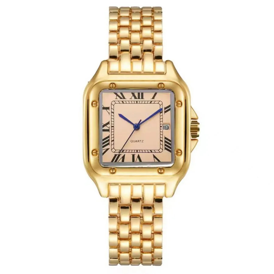Light-luxury Ladies Watches Business Women Watch High-end Fashionable Roman scale Steel Strip Quartz Wristwatch for Couple man