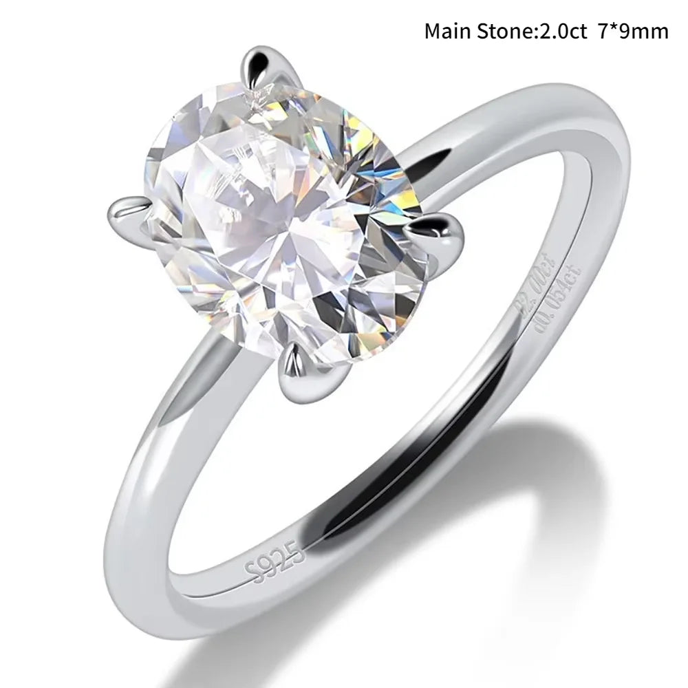 M-JAJA 1-3ct Moissanite Engagement Ring for Women Oval Cut D VVSI Diamond Wedding Band Bridal Sets S925 Silver Solitaire Ring
