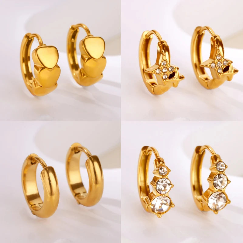 Stainless Steel Huggie Earrings for Women Men Gold Color Small Hoop Earrings Fashion Minimalist Waterproof Jewelry