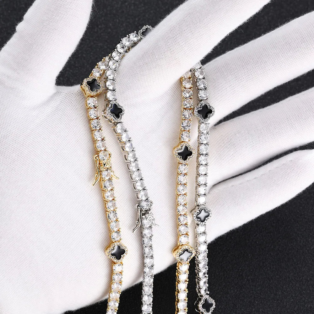NY Fashion Design Dainty Tennis Chain Gold/Silver Plated Zircon Bracelet Luxury Hip Hop Jewelry for Men Women party Gift