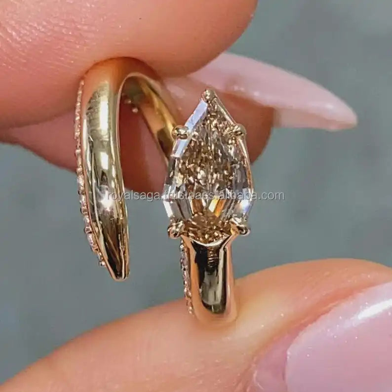 1.51ct Pear Cut Yellow Diamond Unique Snake Wrap Engagement Ring 14K Gold Fine Jewelry For Anniversary Party Gift Solitaire Ring