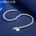 Christmas gifts charm 925 Sterling Silver Bracelet 4MM beads chain for woman Popular brands jewelry fashion Wedding party