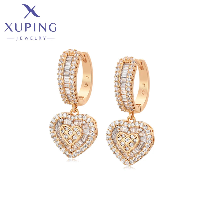 Xuping Jewelry Fashion Romantic Love Style Gold Color Huggies Earrings for Women Girlfriend Party Gift X001002627