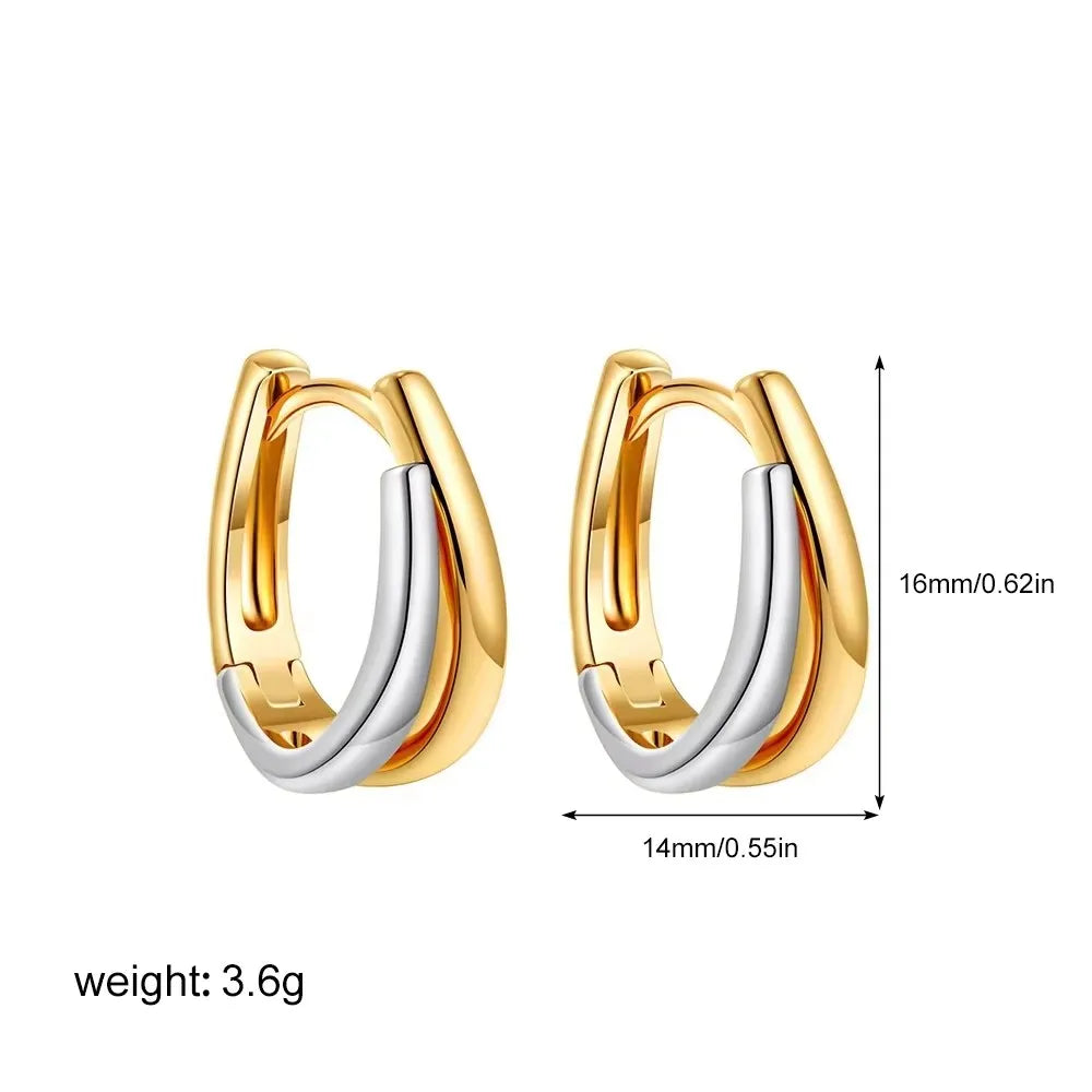 Stainless Steel Mix Color PVD Round Tube O-Shaped Hoop Earrings for Women Vintage Zircon Huggie Ear Ring Waterproof Jewelry Gift