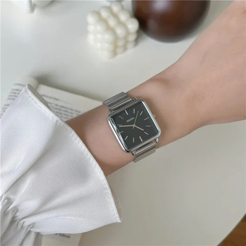 Adjustable Stainless Steel Strap Quartz Watch for Women Luxury Gift Square Wristwatch Dropshipping Watches Relojes Para Mujer
