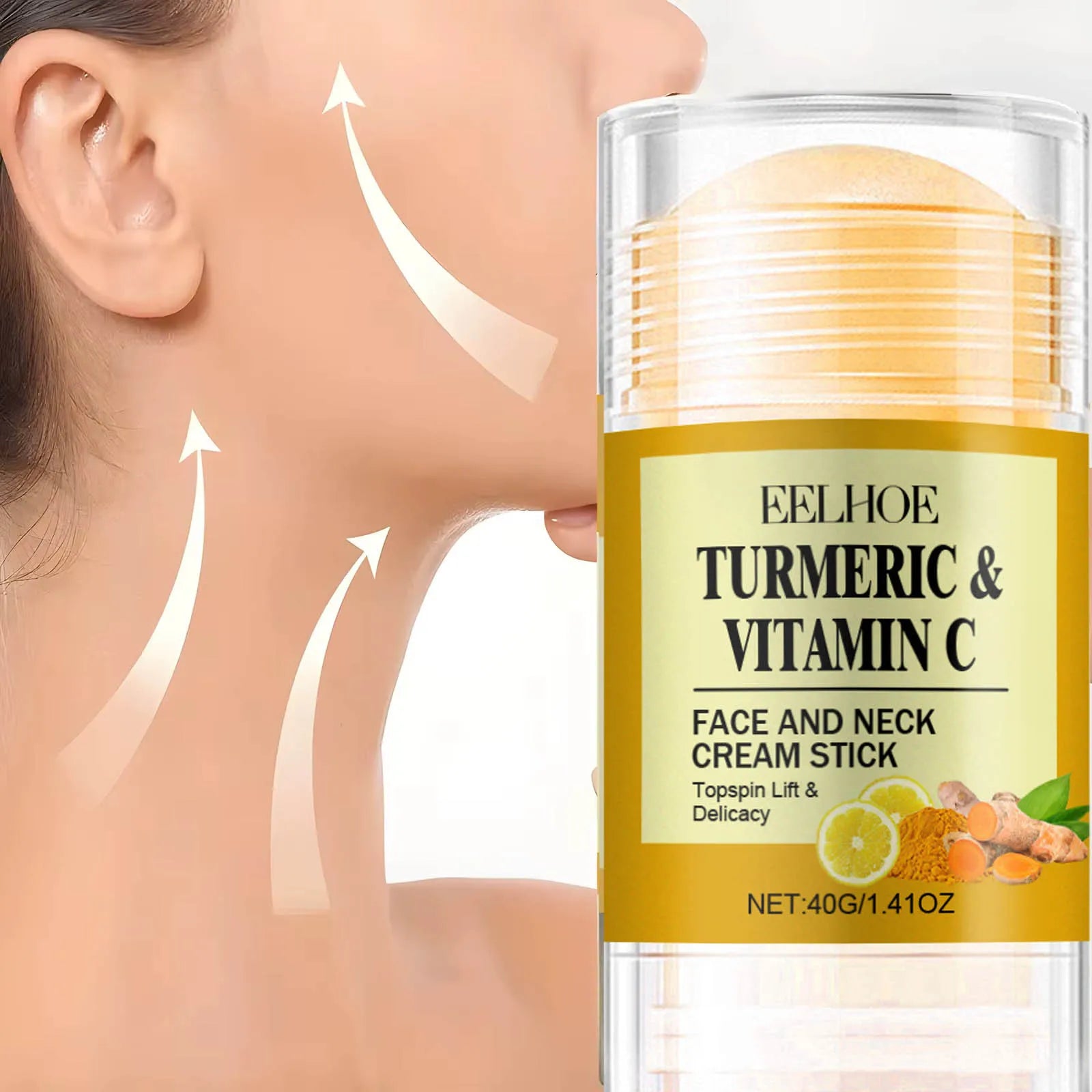 Turmeric&Vitamin C Neck Facia  Care Wrinkle Lines Lifting Whitening Tighten Double Chin Anti-age Rejuvenation Skin Care Product