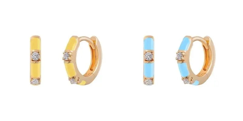 Multicolour Enamel Hoop Earrings for Women 925 Silver Needle Candy Color Huggie Earrings Trendy Party Girls Jewelry Gift