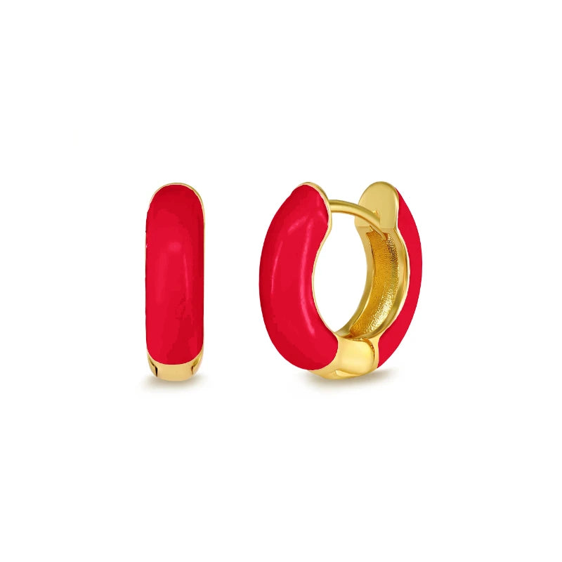 Single Colorful Enamel Women Round Earring Huggie Ear Hoop 2025 New Trend White Orange Green Pendientes Aretes Jewelry Wholesale