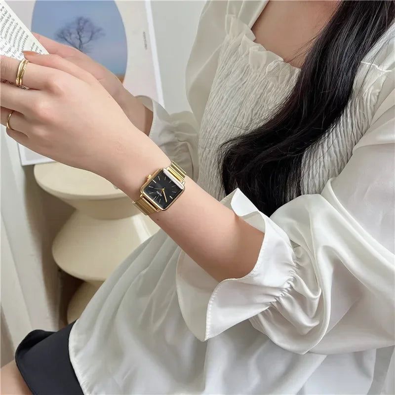 Adjustable Stainless Steel Strap Quartz Watch for Women Luxury Gift Square Wristwatch Dropshipping Watches Relojes Para Mujer