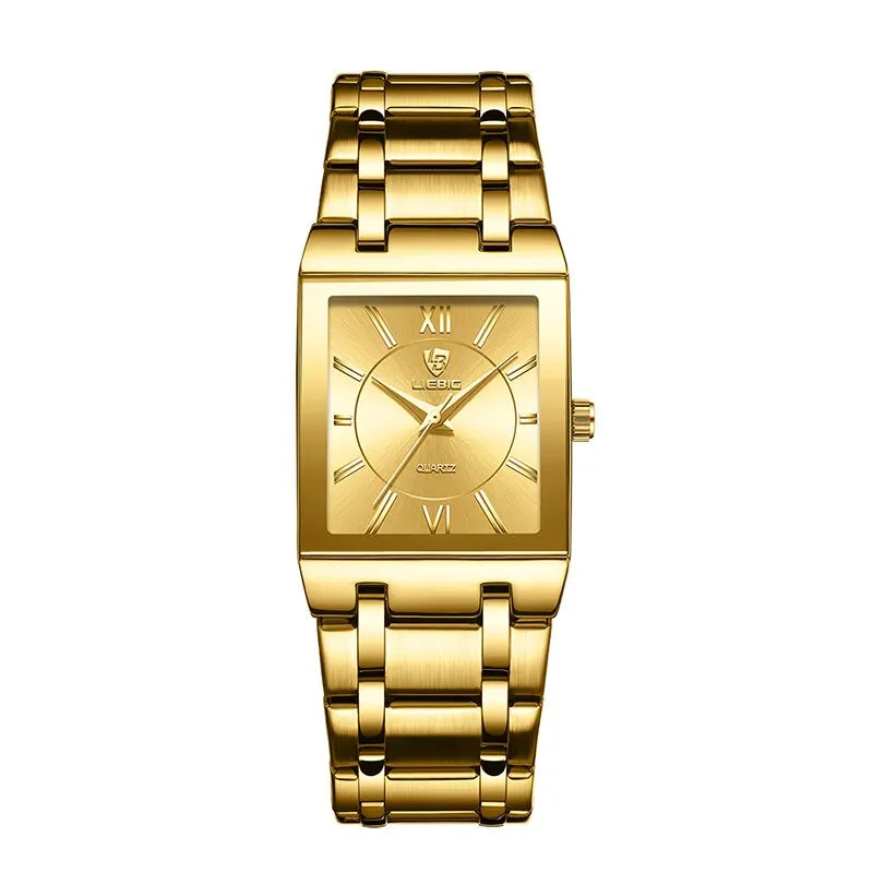 LiEBIG Luxury Golden Quartz Wristwatches For Female Girl Male Fashion 30m Waterproof Women Ladies Mens Watches Relogio Feminino