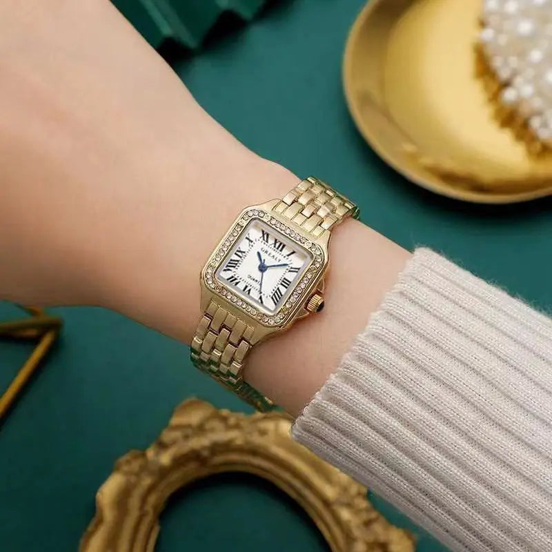 Luxury Women's Watches Classic Brand Square Ladies Quartz Wristwatches Alloy Strap Business Female Clock Bracelet watch