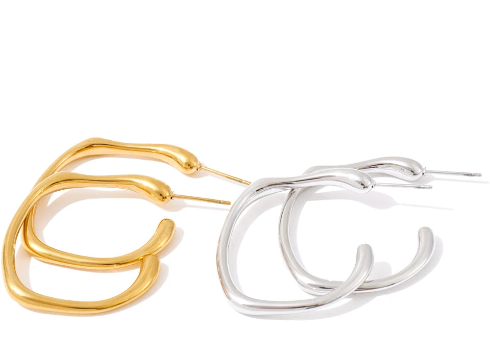 Yhpup Waterproof Minimalist Stainless Steel C-Shape Huggie Earrings for All Occasions Metal Versatile Daily Jewelry Wholesale