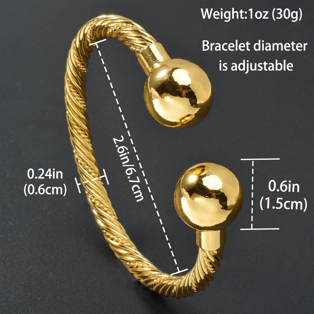 Diana Baby Jewelry on Hand 18K Gold Plated Bangle Women Jewelry Luxury Twist Charms African Cuban Dubai Birthday Gift Female