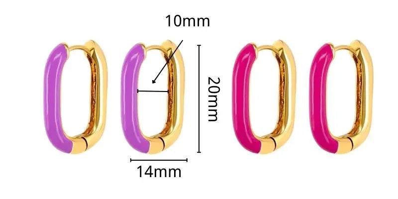 Multicolour Enamel Hoop Earrings for Women 925 Silver Needle Candy Color Huggie Earrings Trendy Party Girls Jewelry Gift