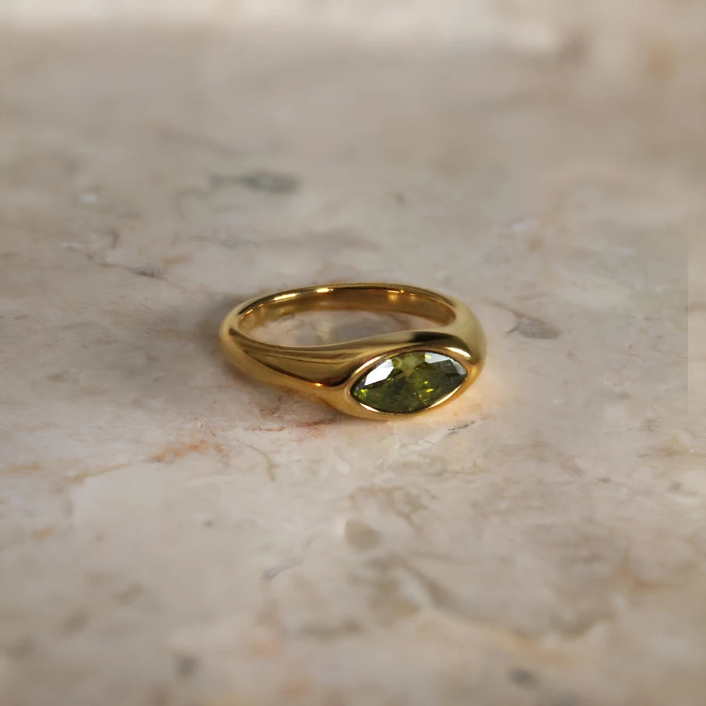 Women's Titanium Steel Marquise Cut Ring  4 Colors Korean Inspired Light Luxury Jewelry Hypoallergenic Stackable Dainty Ring