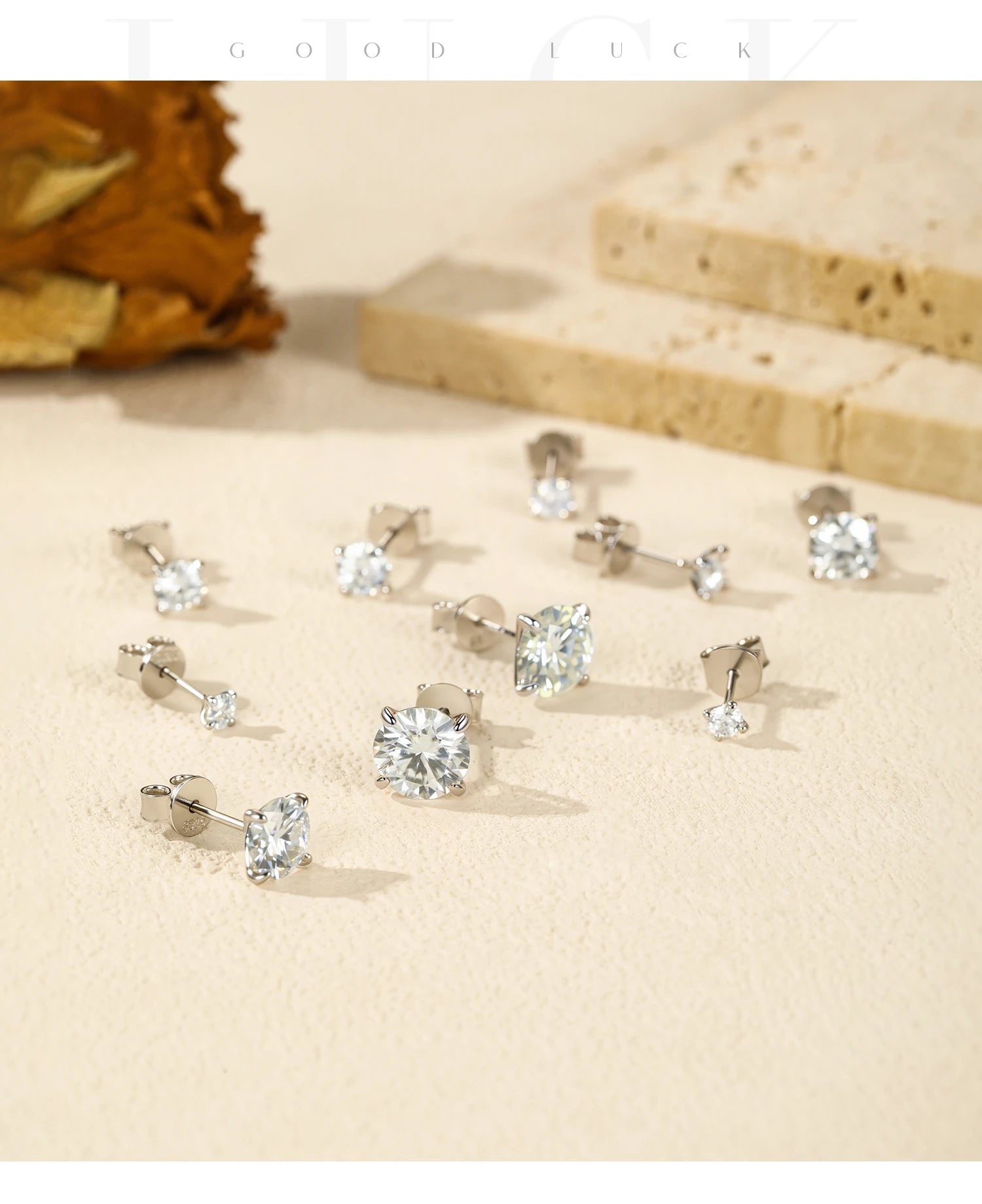 MODIAN 5 Sizes D Color Moissanite Earrings 925 Sterling Silver Sparkling Luxury Stud Earrings For Women Wedding Fine Jewelry