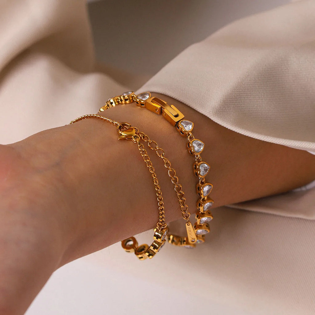 Ars Dainty Tennis Bracelet 18k Gold Plated Chain Bracelets Stainless Steel Bracelet Multi Zircon Bracelets Jewelry Gift for Her