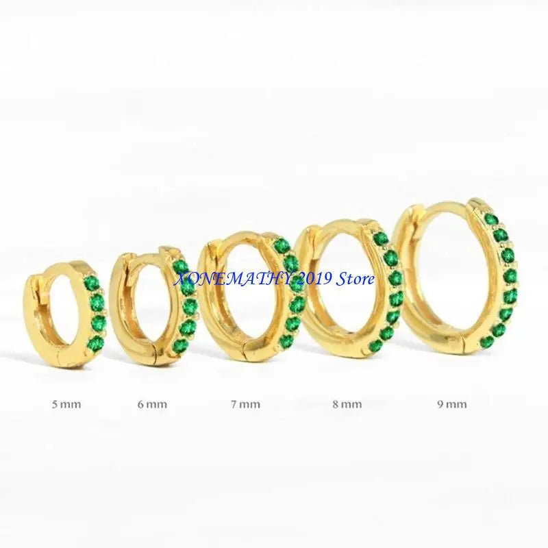 F42F Dazzling Zirconia Circle Hoops Hoops Huggie Hinged Earrings for Everyday Wear