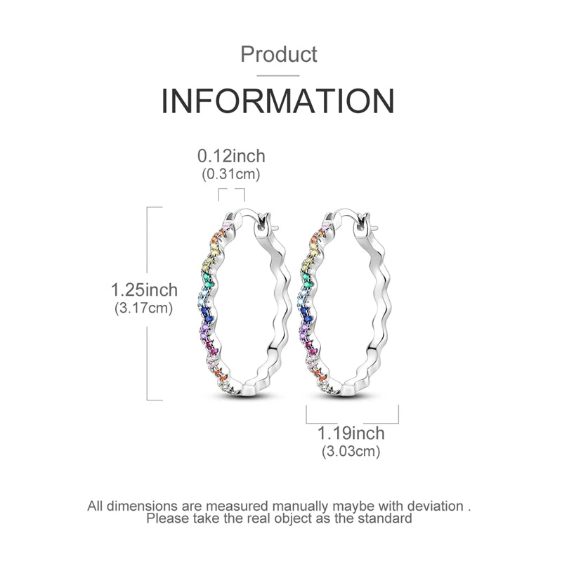 925 Sterling Silver Round Circle Hoop Earrings For Woman Wedding Engagement Party Fashion Jewelry Gift Blue Geometric Earrings