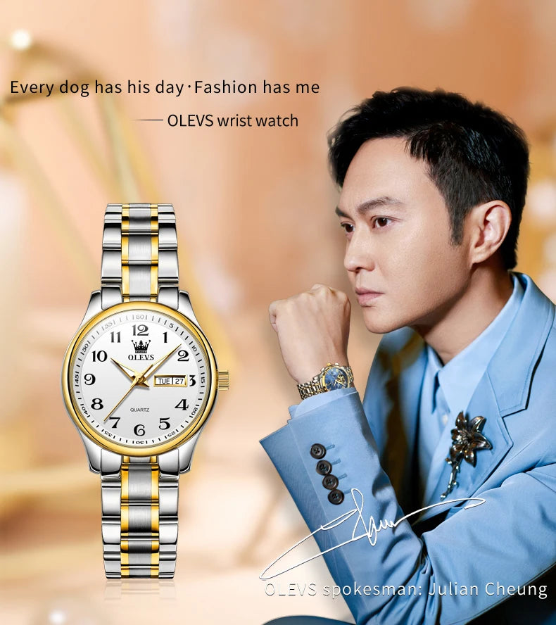 OLEVS Luxury Quartz Watch for Women Elegant Stainless Steel Watch Luminous Waterproof Week Date Wristwatch Ladies Dress Watch