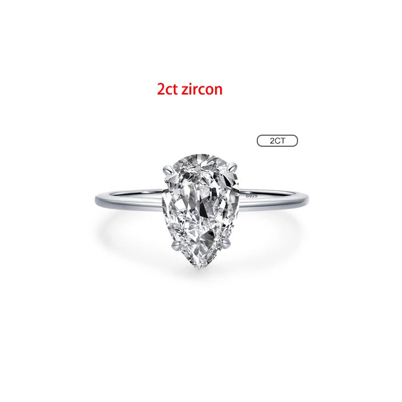 TFGLBU Teardrop Moissanite Rings Oval Cut 1/2/3/4CT Real S925 Sterling Silver Jewelry For Wedding Engagement Ring With Certified