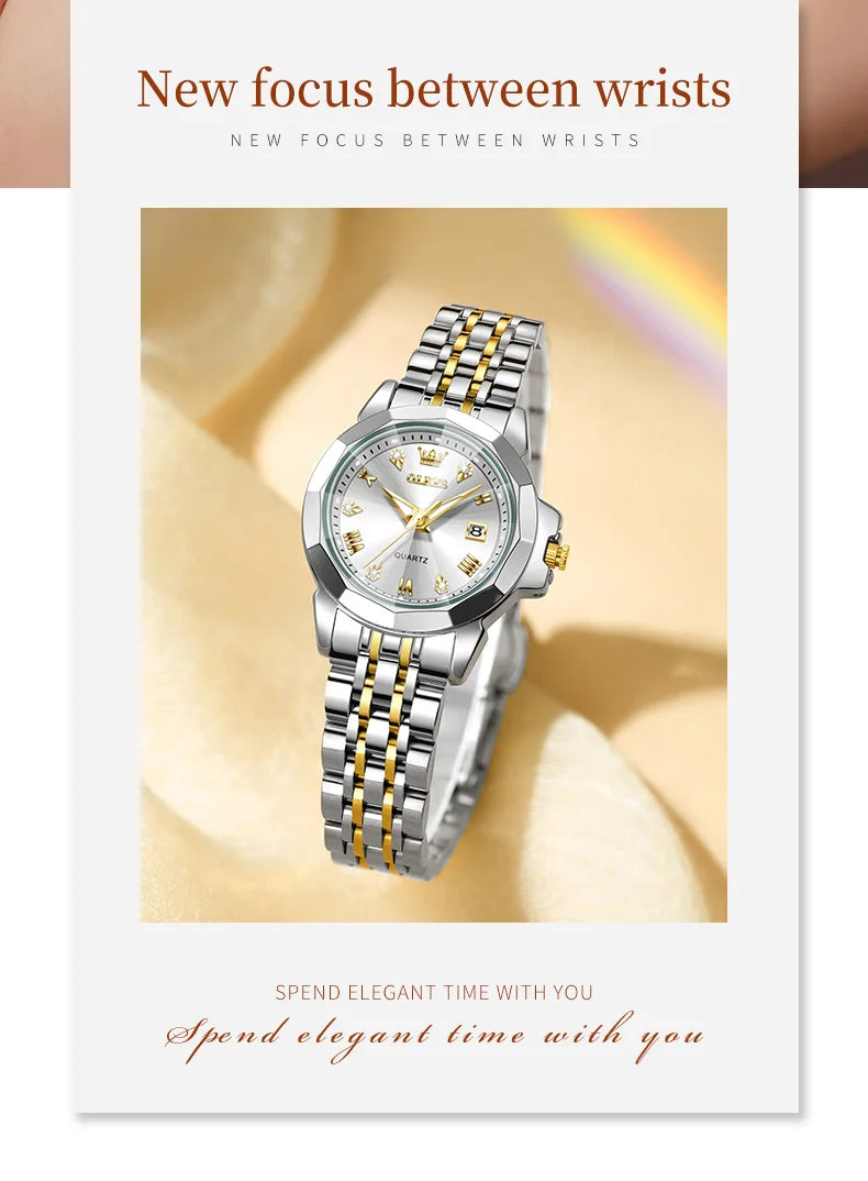 OLEVS 9931X Women Watches Fashion Original Fragrant Quartz Watch Waterproof Rhombus Stainless Steel Date Perfume Ladies Watches