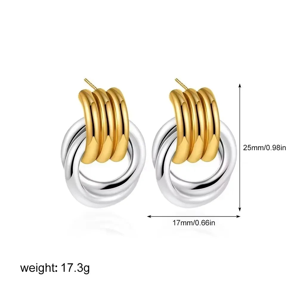 Stainless Steel Mix Color PVD Round Tube O-Shaped Hoop Earrings for Women Vintage Zircon Huggie Ear Ring Waterproof Jewelry Gift