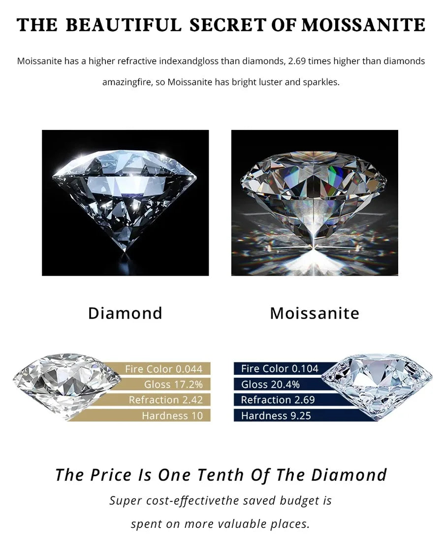 NKHOG Real Moissanite Adjustable Bracelets For Women 925 Sterling Silver Lab Diamond Four Leaf Clover Chains Gifts Fine Jewelry