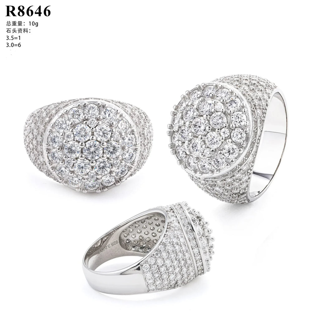 New  Modern Moissanite Rings for Men Hip hop Mosaic Ring Original 925 Sterling Silver Jewelry Moissanite Diamond Rings for Men