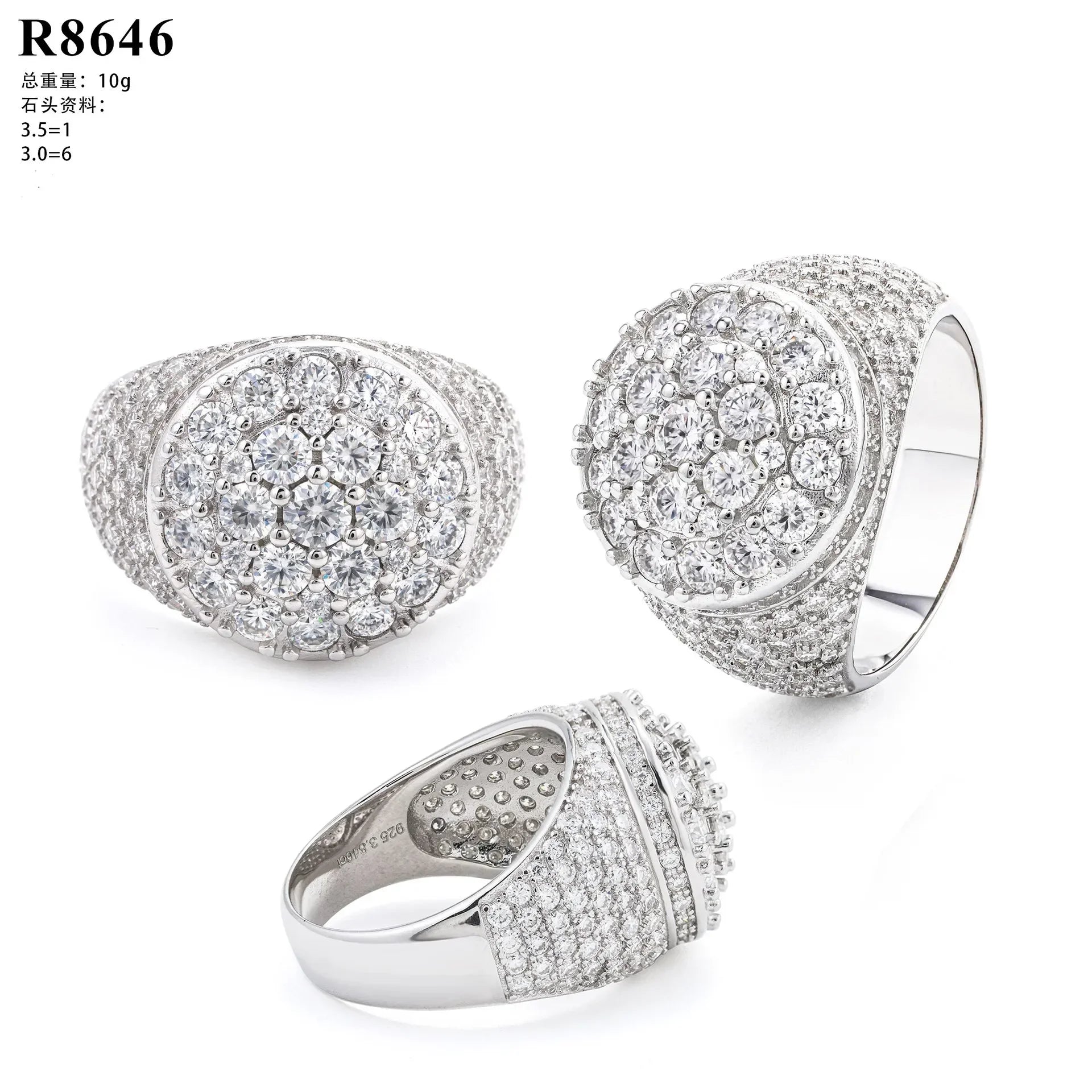 New  Modern Moissanite Rings for Men Hip hop Mosaic Ring Original 925 Sterling Silver Jewelry Moissanite Diamond Rings for Men