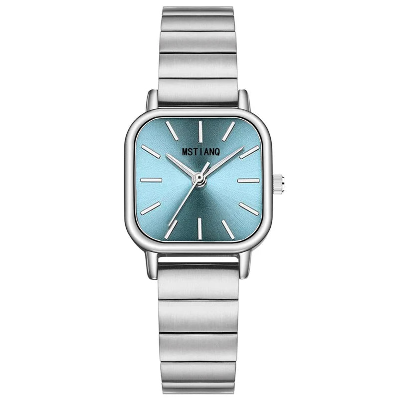 Stainless Steel Watch Women's Ins Style Simple Student Quartz Watch Casual Fashion Versatile Luxury Small Square Wristwatch