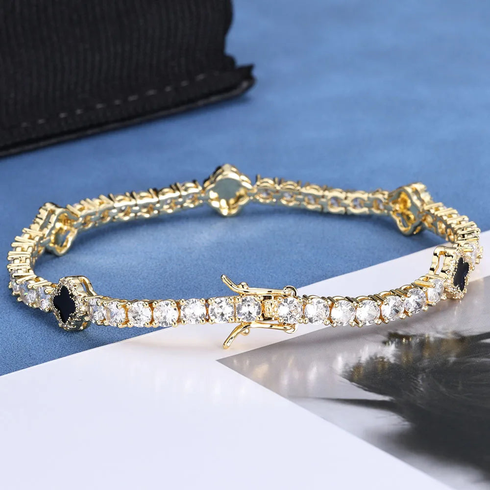 NY Fashion Design Dainty Tennis Chain Gold/Silver Plated Zircon Bracelet Luxury Hip Hop Jewelry for Men Women party Gift